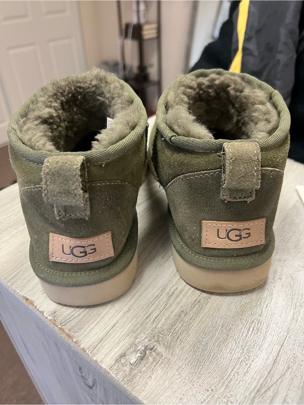 UGG Olive Green Shearling Ankle Booties